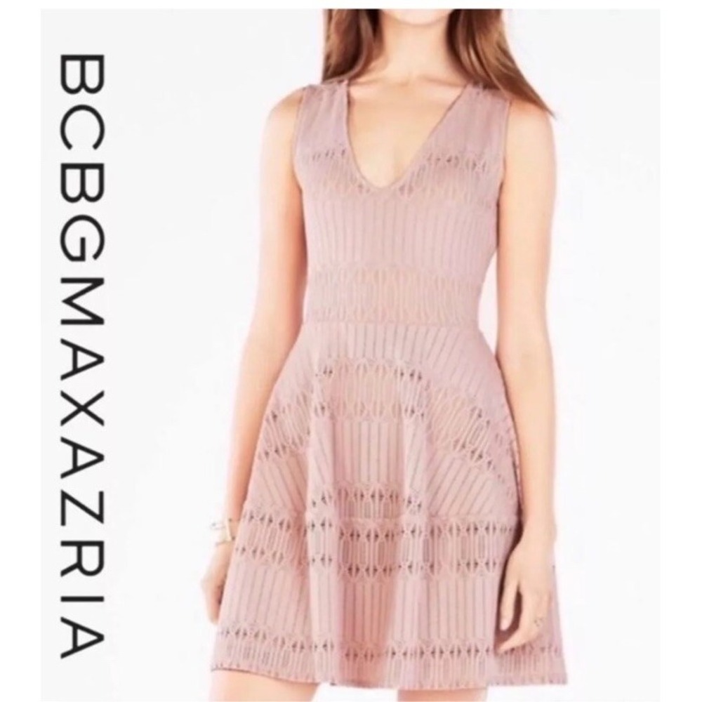 NWT Petal Pink BCBGMAXAZRIA Amberly Lace Mini Dress Womens M ZUP62H84-690